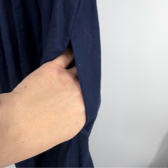 Petite Plume Navy blue Twill Margaux Dress in 100% cotton ruffle sleeves sz S - Picture 12 of 13